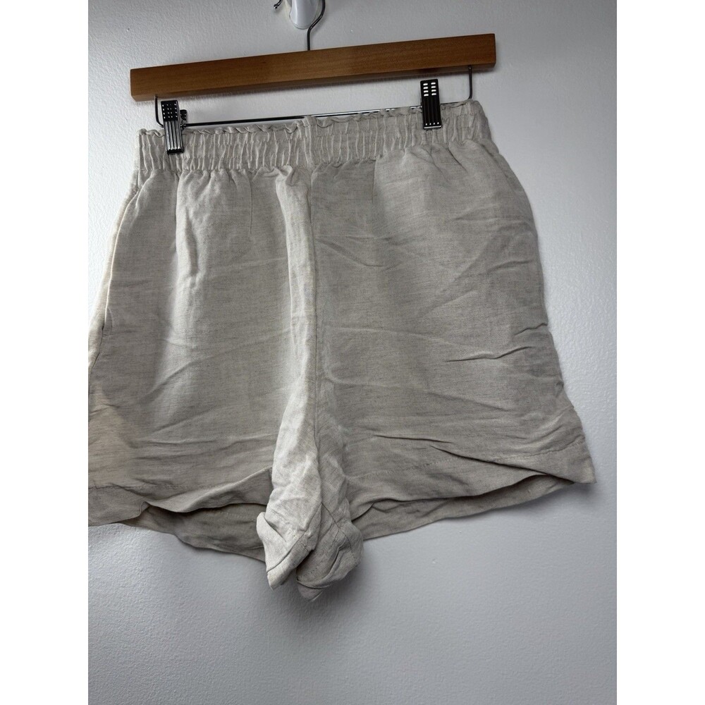 H & M Women’s Beige Linen Blend Pull On Shorts Size S